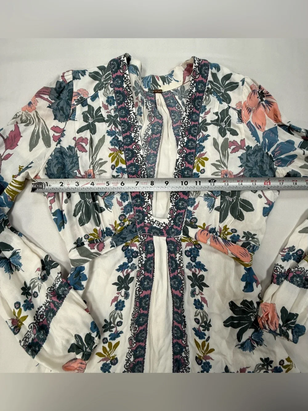 Free People White Floral Mini Dress with Pink and Blue Accents - Picture 6 of 10